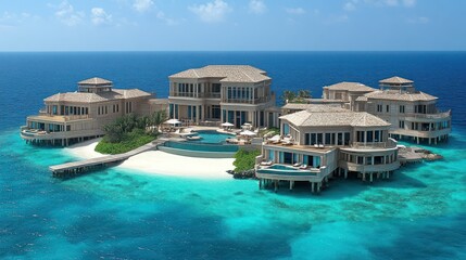 Fototapeta premium Luxury Overwater Villas in the Maldives: An Idyllic Tropical Getaway