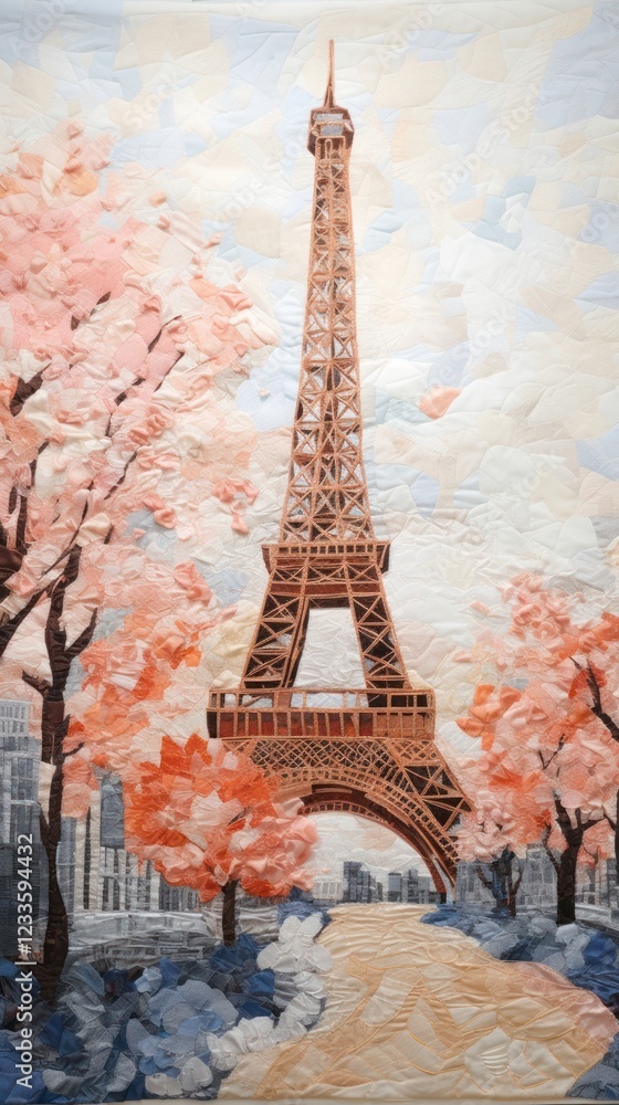 Poster eiffel tower architecture building painting.