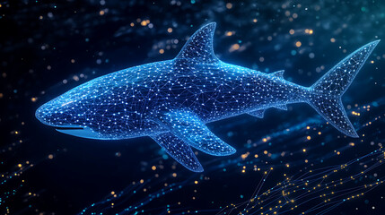Fototapeta premium Glowing Shark Abstract Digital Art