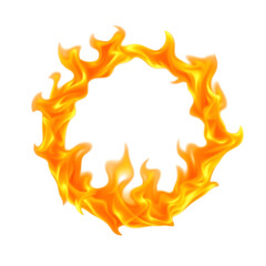 Circular Ring of Fire with Realistic Flames - Isolated on Transparent Background