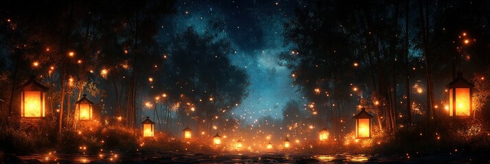 Enchanted Forest Path: A Nighttime Journey