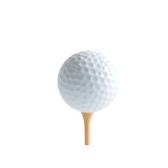 White Golf Ball on Wooden Tee Isolated on Transparent Background