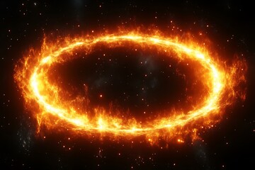Obraz premium Fiery Ring Encircles Dark Cosmic Space