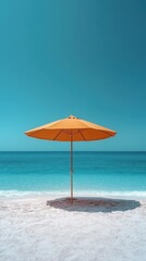 Summer Beach Paradise: Orange Umbrella on Pristine Sand