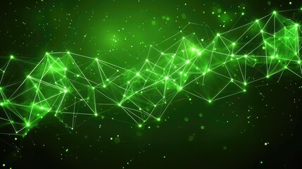 Obraz premium Green glowing network connection, abstract background, technology concept