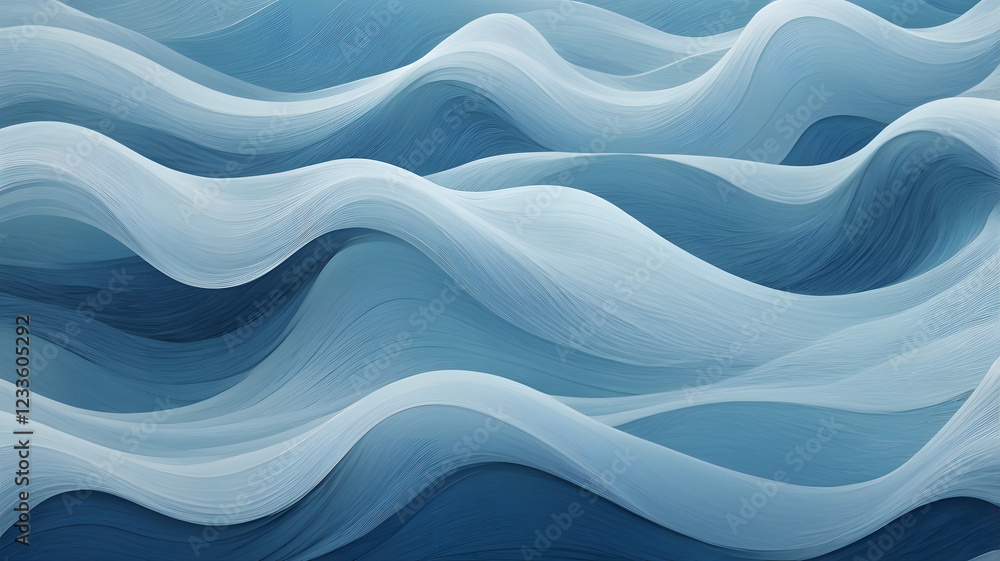 Poster abstract ocean waves: a mesmerizing abstract design of overlapping blue waves evokes a sense of sere