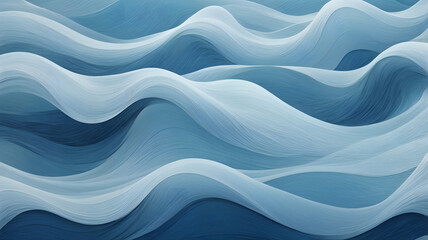 Fototapeta premium Abstract Ocean Waves: A mesmerizing abstract design of overlapping blue waves evokes a sense of serenity and endless depth, inviting viewers to lose themselves in the tranquil flow.