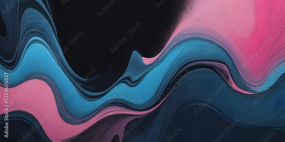 Poster abstract liquid swirls: a captivating abstract background featuring vibrant shades of blue and pink 