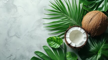 Tropical Paradise: Coconuts and Lush Greenery