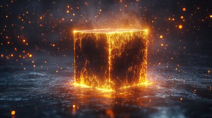 Glowing Cube of Embers: A Digital Art Creation