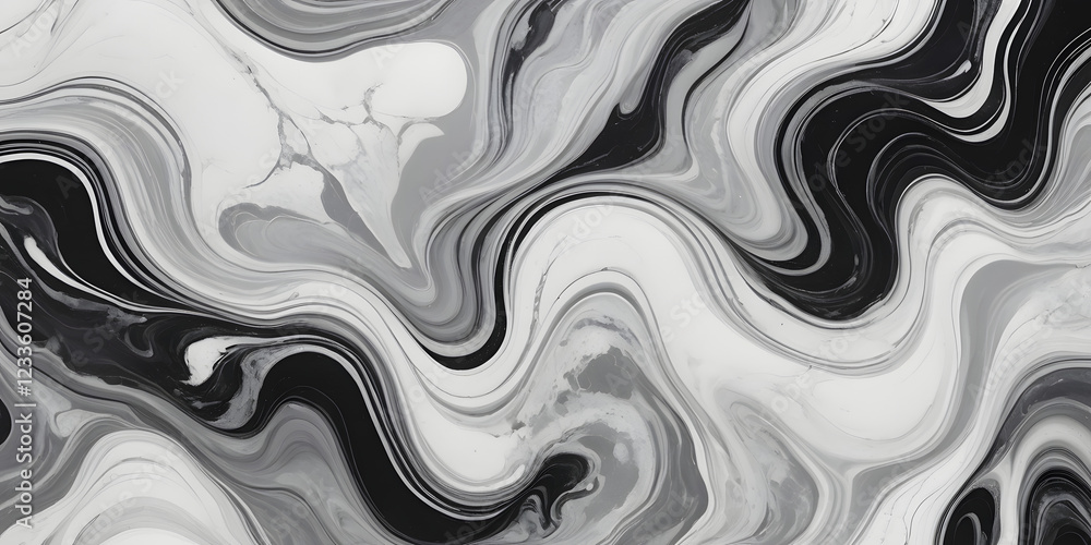 Poster abstract monochrome swirl: an elegant and mesmerizing abstract image featuring a flowing, swirling p