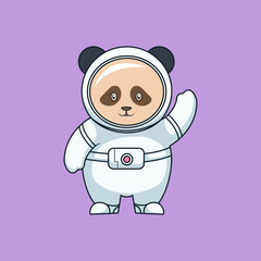 Panda astronaut vector illustration of cartoon character