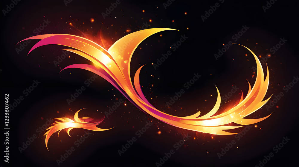 Poster fiery abstract design: a dynamic and vibrant abstract design featuring flowing, fiery shapes in shad