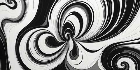 Fototapeta premium Abstract Swirling Lines: A captivating abstract design featuring dynamic swirling lines in black, white and grey hues creates a hypnotic and mesmerizing visual experience. 