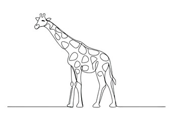 Continuous One-Line Drawing of a Giraffe - Minimalist Wildlife Art