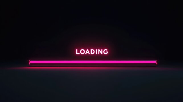 Neon Loading Bar: A vibrant pink neon loading bar glows intensely against a dark background, creating a futuristic and visually striking image.