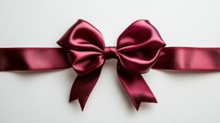 Fototapeta premium Elegant Maroon Ribbon Bow on White Background