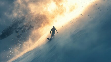 Happy skier skiing in winter.