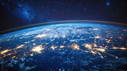 Obraz premium Earth's Night Lights: A breathtaking view of Earth from space.