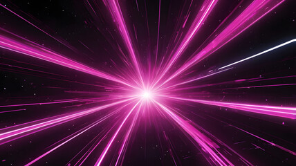 Fototapeta premium Pink Light Burst: A mesmerizing burst of vibrant pink light streaks across a dark background, creating a dynamic and energetic visual effect.