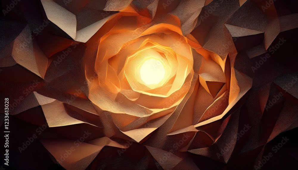 Poster striking textured crushed paper art with a glowing core and dark vignette a dramatic play on light a