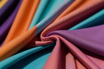 Abstract close-up of flowing colorful fabric