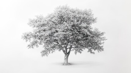 Single tree, white background, nature, design element