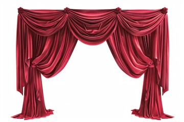 Elegant red draped curtains