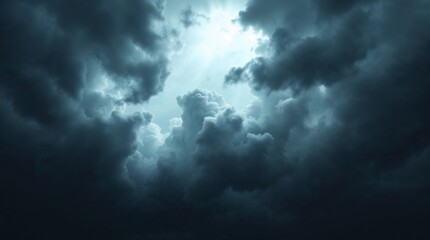 Obraz premium A low-poly 3D render of intense dramatic weather; a jet-black virtual reality glitch effect is layered, with pure black deep shadows and stormy skies generating a sense of high tension.