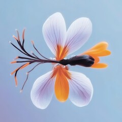 Delicate Flower with White Petals and Orange Accents on Soft Background