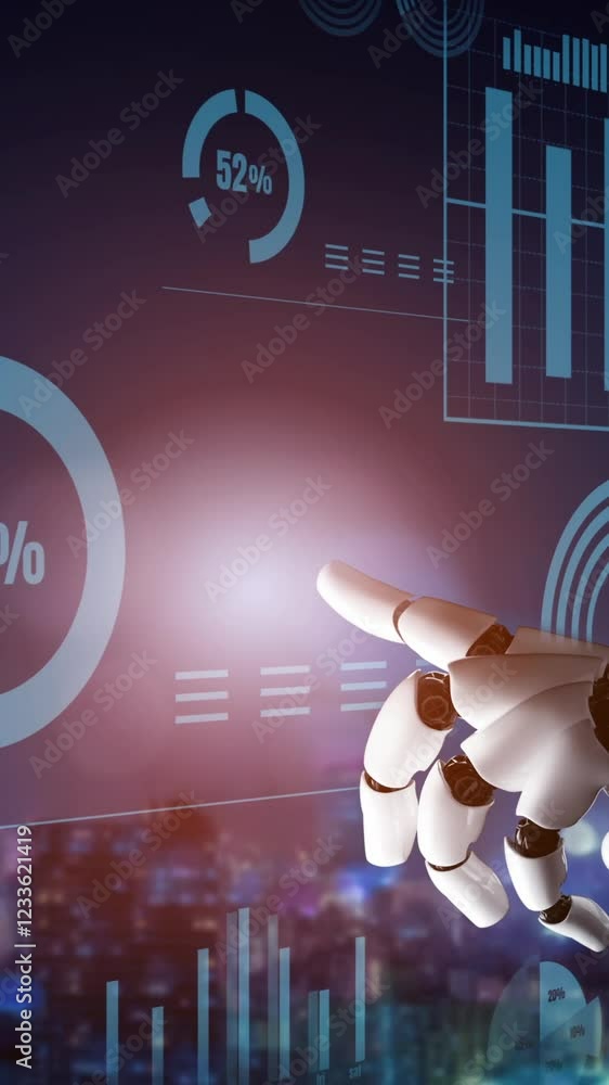 Poster futuristic robot artificial intelligence revolutionary ai technology development and machine learnin