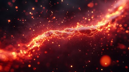 Glowing Embers Flowing Through Dark Space
