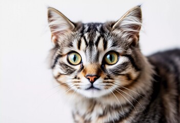 Adorable Tabby Cat Portrait: A Close-Up Look at a Beautiful Feline