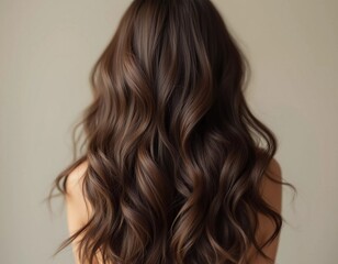 Fototapeta premium Gorgeous Wavy Brunette Hair: A Back View of Luxurious Locks