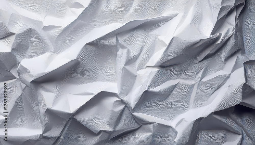 Poster crinkled white paper texture versatile background for artistic compositions and designs, showcasing 