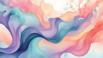 Obraz premium Abstract pastel-colored fluid waves flow and swirl in a dynamic, artistic composition.