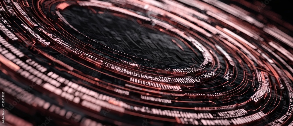 Aufkleber futuristic tech abstract background circuit board digital data ai red orange glow cy