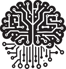 Tech-Inspired AI Brain Silhouette Icon: Vector Art Design
