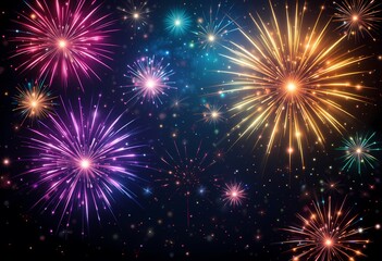 Fototapeta premium Vibrant fireworks exploding in the night sky