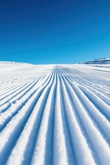 Abstract pattern trails in ski slope in ski resort.