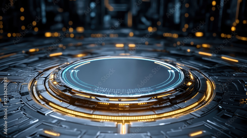 Poster futuristic loading bar concept with glowing elements and intricate design