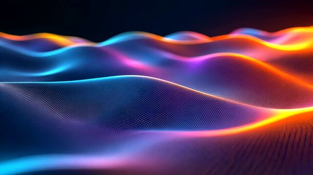 Abstract glowing wave landscape, digital art, technology background, website header