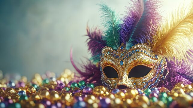 Festive Mardi Gras mask in beads
