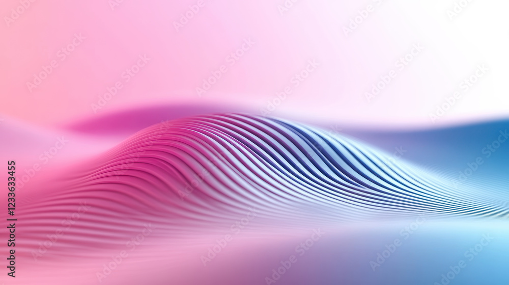 Poster abstract wavy patterns with smooth gradients in shades of blue and pink create serene and modern atm