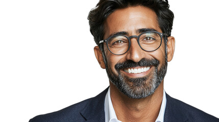 Fototapeta premium a man with a beard, mustache and glasses wearing a suit and tie PNG image, PNG file, Generative art.