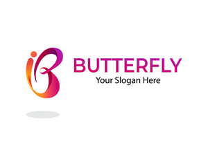 Fototapeta premium Letter i and b with butterfly design logo template
