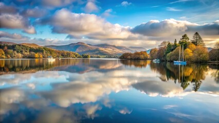 Obraz premium Serene reflection on Lake Windermere , serene, water, serene
