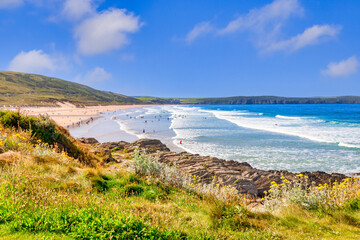 Woolacombe, North Devon, England, UK, the beach on one of the hottest days of the year.