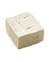 White block of tofu is cut into squares