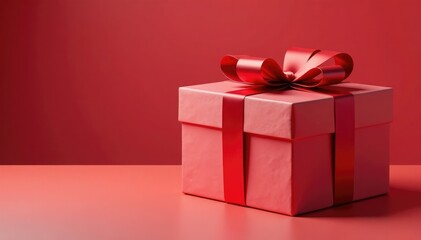 Red ribbon wrapped around a large Christmas gift box, ribbon, gift wrapping, festive